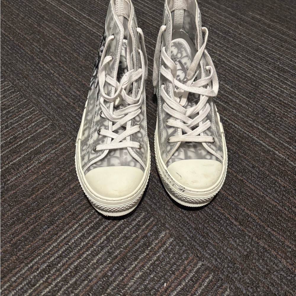 Dior Gray and White High-Top Sneakers